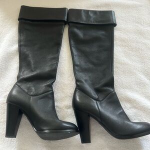 Colin Stuart Black Over-the-Knee Fold-Top Leather Boots